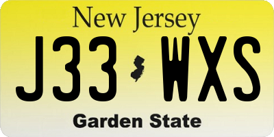 NJ license plate J33WXS