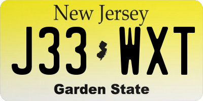 NJ license plate J33WXT