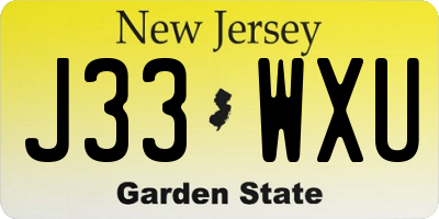 NJ license plate J33WXU