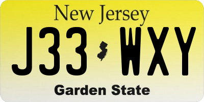NJ license plate J33WXY