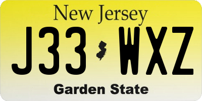 NJ license plate J33WXZ