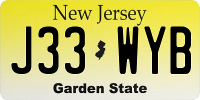 NJ license plate J33WYB