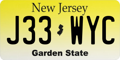 NJ license plate J33WYC