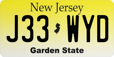 NJ license plate J33WYD