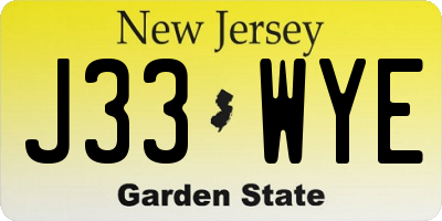 NJ license plate J33WYE