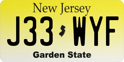 NJ license plate J33WYF