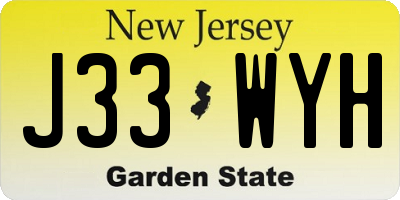 NJ license plate J33WYH