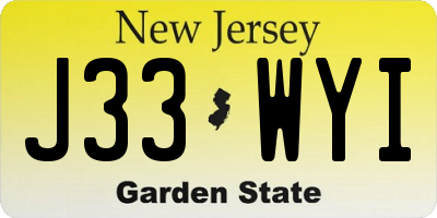 NJ license plate J33WYI