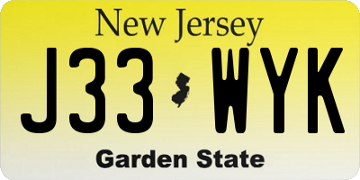 NJ license plate J33WYK