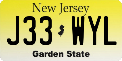 NJ license plate J33WYL