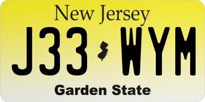NJ license plate J33WYM