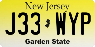 NJ license plate J33WYP