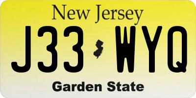 NJ license plate J33WYQ