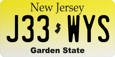 NJ license plate J33WYS