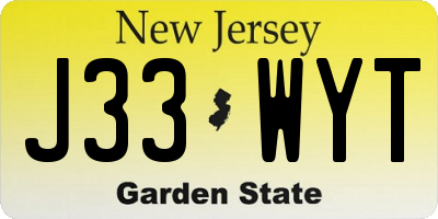 NJ license plate J33WYT