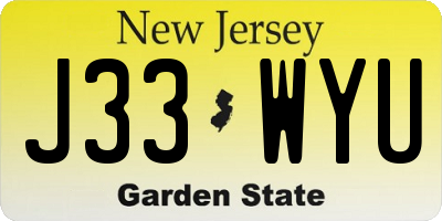 NJ license plate J33WYU