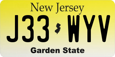 NJ license plate J33WYV