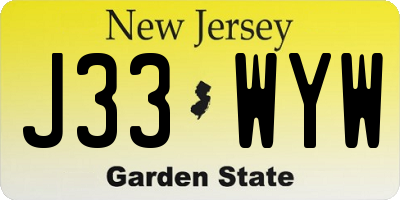 NJ license plate J33WYW