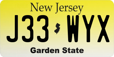 NJ license plate J33WYX