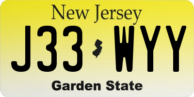 NJ license plate J33WYY