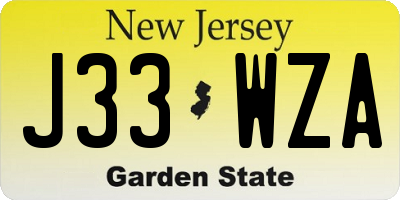 NJ license plate J33WZA