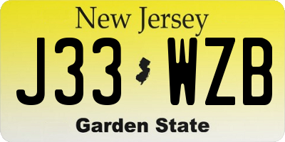 NJ license plate J33WZB