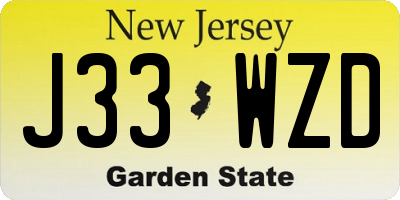 NJ license plate J33WZD