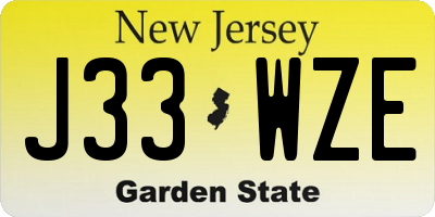 NJ license plate J33WZE