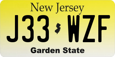 NJ license plate J33WZF