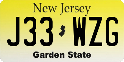 NJ license plate J33WZG