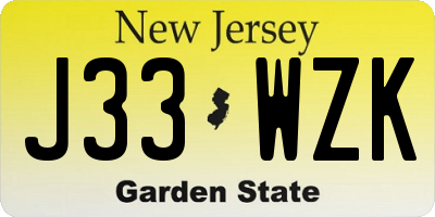 NJ license plate J33WZK