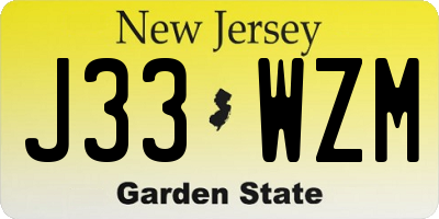 NJ license plate J33WZM