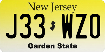NJ license plate J33WZO