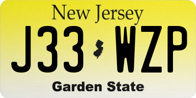 NJ license plate J33WZP