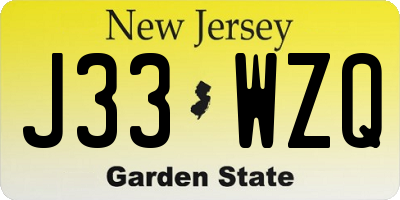 NJ license plate J33WZQ