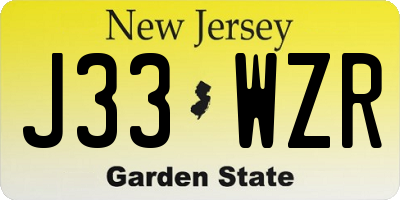 NJ license plate J33WZR