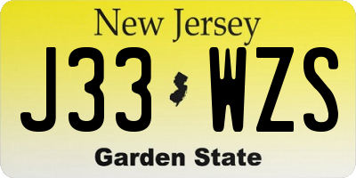 NJ license plate J33WZS