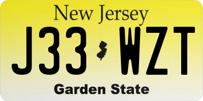 NJ license plate J33WZT