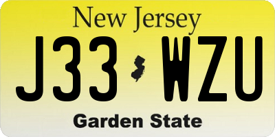 NJ license plate J33WZU