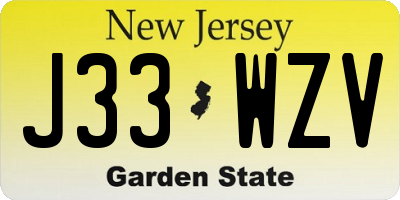 NJ license plate J33WZV