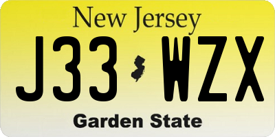 NJ license plate J33WZX