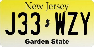 NJ license plate J33WZY