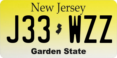 NJ license plate J33WZZ