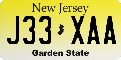 NJ license plate J33XAA