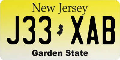 NJ license plate J33XAB