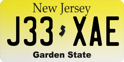 NJ license plate J33XAE