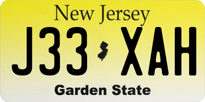 NJ license plate J33XAH