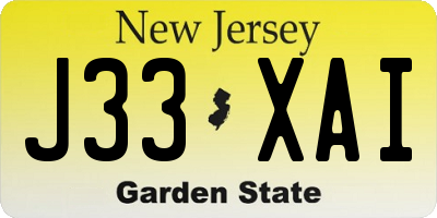 NJ license plate J33XAI