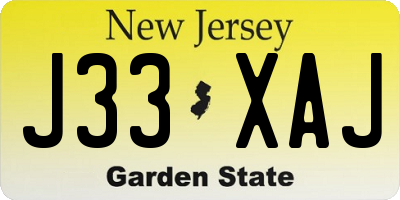 NJ license plate J33XAJ