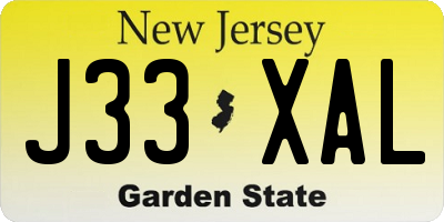 NJ license plate J33XAL